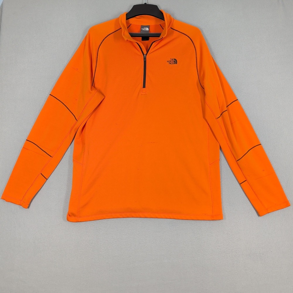 The North Face Pullover Mens XXL Orange 1/4 Zip Fleece Hiking Outdoor Activewear